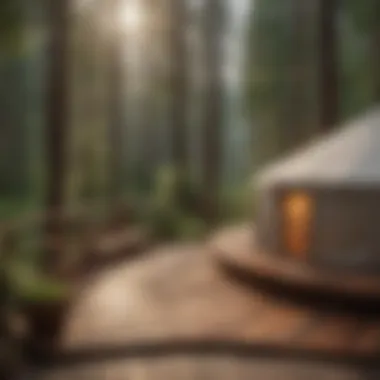 Tranquil Yurt Deck with Forest Views Yurt deck overlooking serene forest scenery