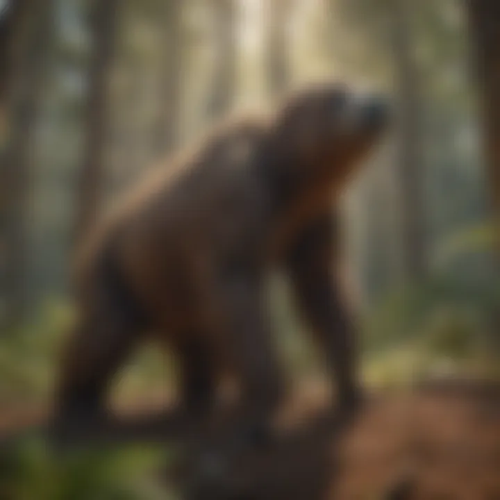 Representation of a giant ground sloth in its natural habitat