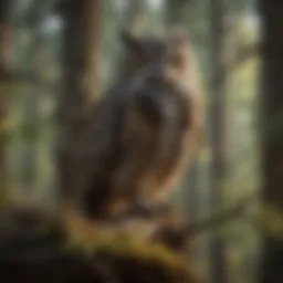 Majestic owl perched on a branch near its nest