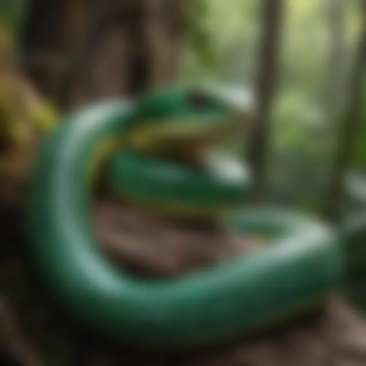 Exotic Emerald Tree Boa in natural habitat