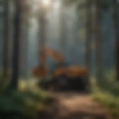 Contrast of Industry in Forest Setting Oil Drilling Equipment in Forest Setting