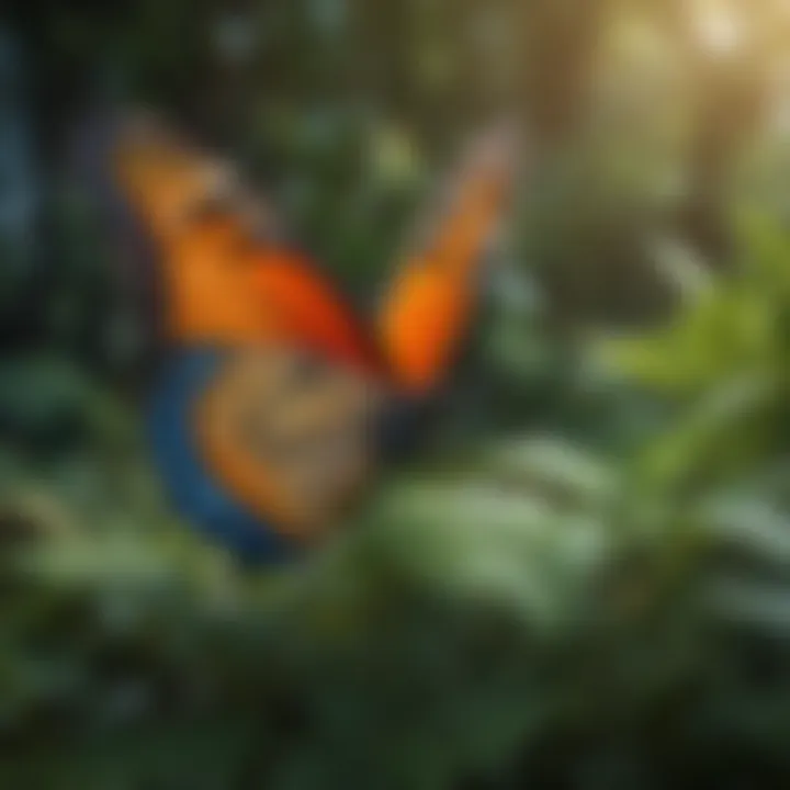 Colorful butterfly amidst lush greenery