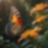 Butterfly drinking nectar from flower
