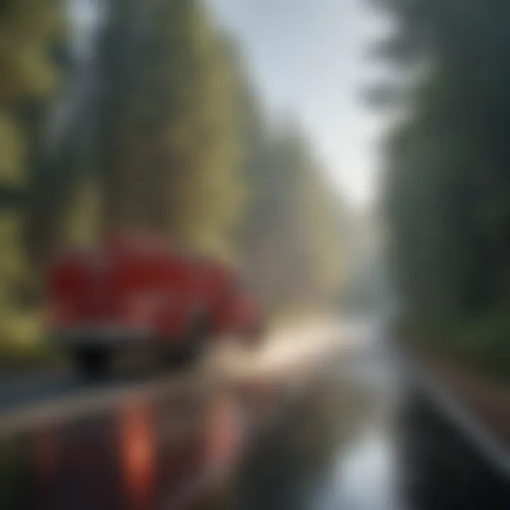 Firefighter driving firetruck responding to emergency call