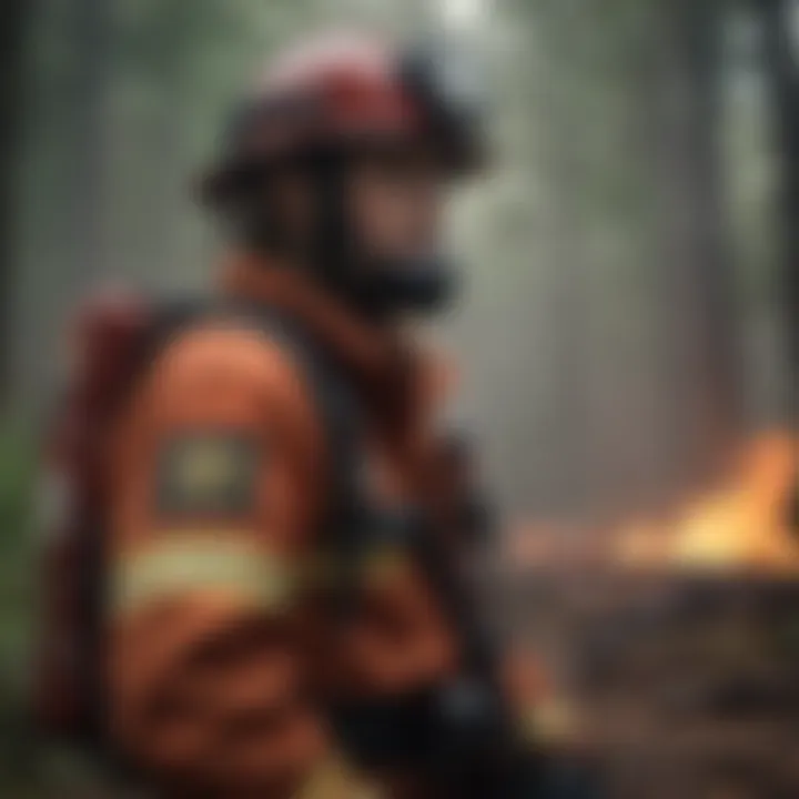 Firefighter in full gear during training