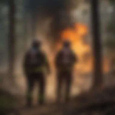 Courage in Action: Firefighters Battling Flames Firefighters battling intense flames during United Fire in Tucson