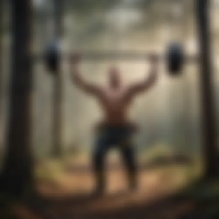 Firefighter lifting weights during fitness test