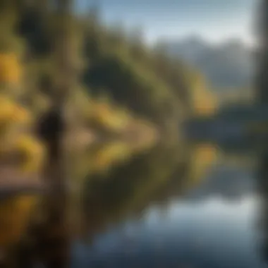 The Perfect Cast Angler casting a line into a vibrant lake