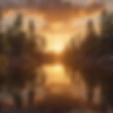 Golden Hour Reflection Beautiful sunset over a fishing spot in Arizona