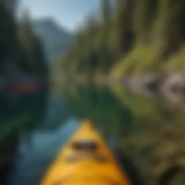 Colorful Kayaks Exploring Tranquil Coves of Flathead Lake Colorful kayaks exploring the tranquil coves of Flathead Lake