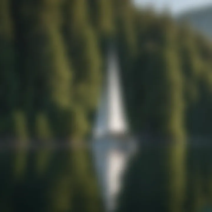 Sailboat Gracefully Gliding on Flathead Lake Sailboat gracefully gliding on Flathead Lake's crystal-clear waters