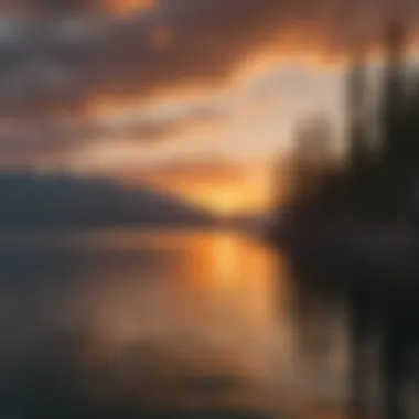 Sunset Casting a Golden Glow Over Flathead Lake Sunset casting a golden glow over the horizon of Flathead Lake