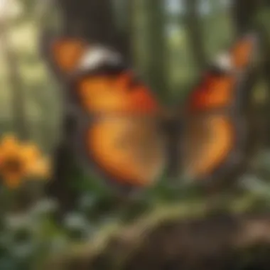 Butterfly Identification in Action Close-up of a unique butterfly being identified using a mobile app
