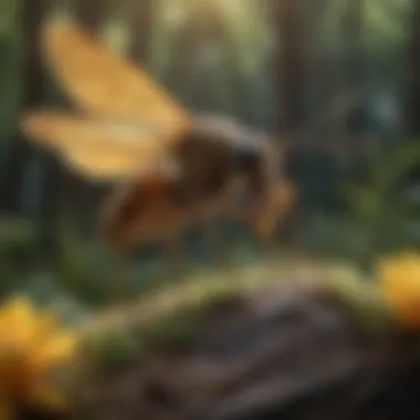 Insect Engaged in Pollination Insect pollinator collecting nectar