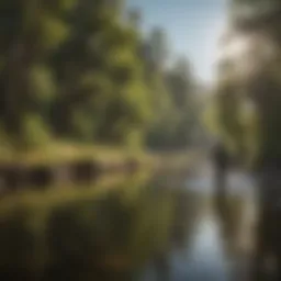 Fly fishermen casting on the tranquil waters of Santa Fe