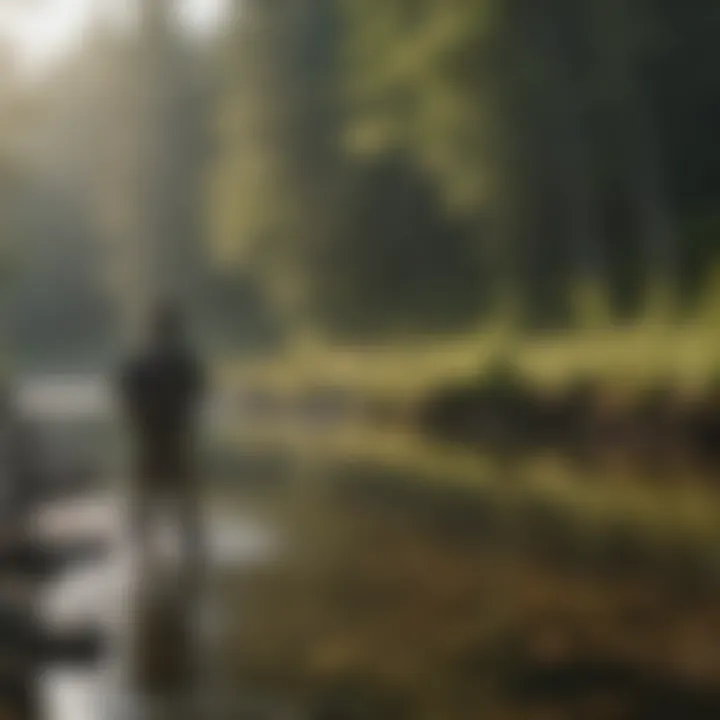 Fly fishing angler casting a line in a picturesque Maine river
