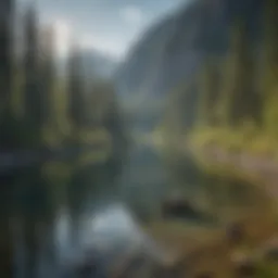 Fly fishing rod against the backdrop of the Kootenai River's majestic scenery