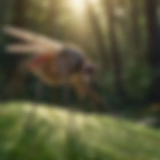 A close-up of a mosquito resting on a leaf
