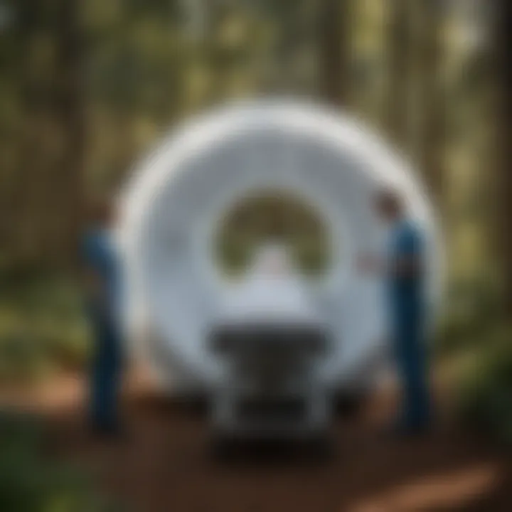 Focused healthcare team discussing CT scan procedures