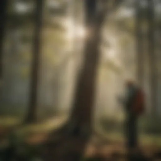 Forest conservation worker conducting tree survey