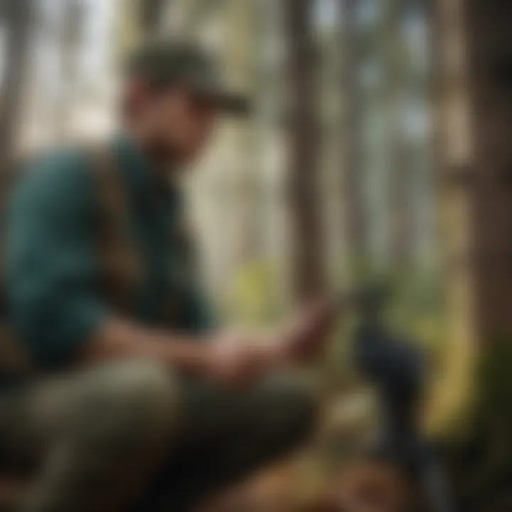 Forest conservation worker monitoring wildlife habitats