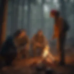 Illustration depicting a forest conservationist conducting a fire education workshop