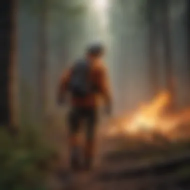 Implementing Fire Prevention Measures Forest ranger creating firebreak in forest