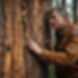 Forest ranger examining tree bark