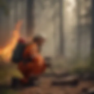 Protector Against Forest Fires Forest Ranger conducting fire prevention checks