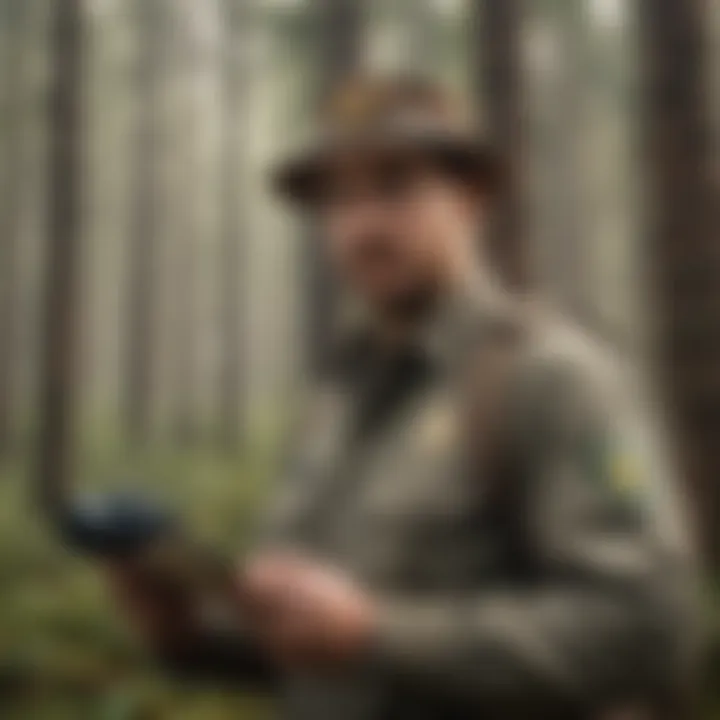 Forest Ranger monitoring wildlife habitat