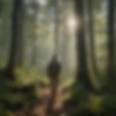 Guardian of the Woods: Stewardship in Action Forest ranger patrolling a tranquil wooded area with a focus on conservation