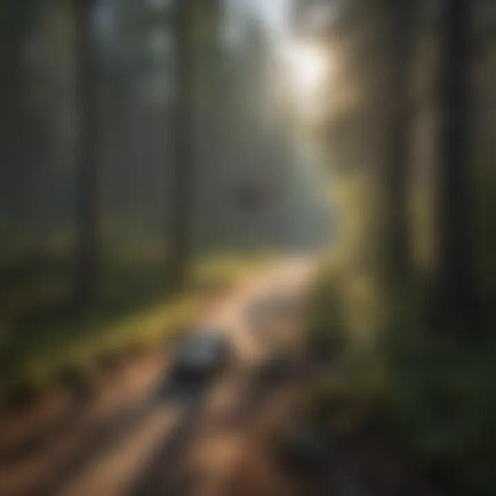 Drone flying over a designated forest area