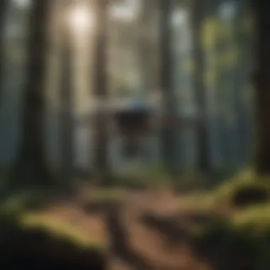 Drone with LiDAR for Forest Monitoring Innovative depiction of a drone equipped with LiDAR technology for forest monitoring