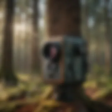 Laser Rangefinder for Tree Height Creative visualization of a laser rangefinder measuring tree height in a woodland area