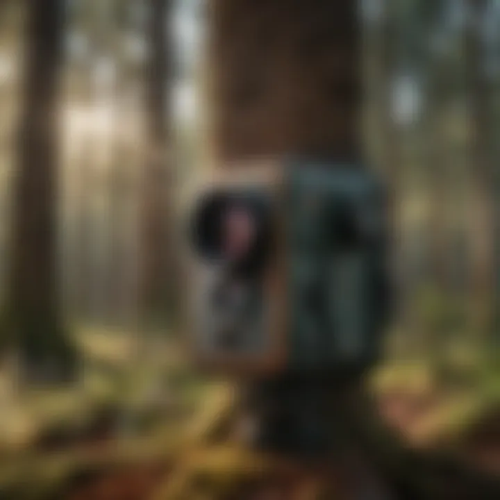 Laser Rangefinder for Tree Height Creative visualization of a laser rangefinder measuring tree height in a woodland area