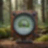 Detailed illustration of a traditional clinometer in a forest setting