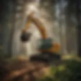 Eco-friendly forestry mulcher on excavator in action