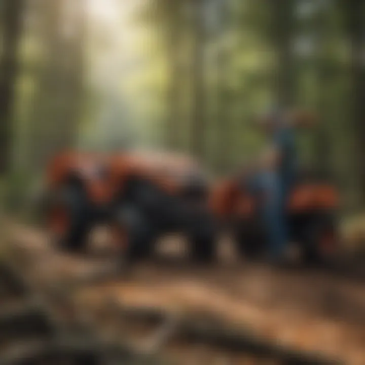 Forestry professional using tractor supply brush axe for land maintenance