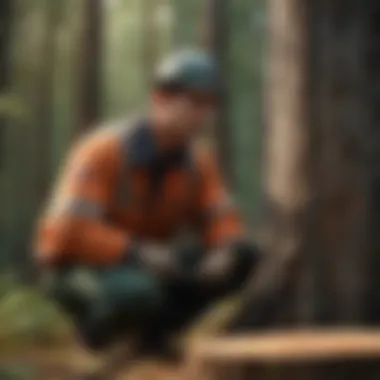 Forestry Worker Examining Tree Growth Rings Forestry Worker Examining Tree Growth Rings