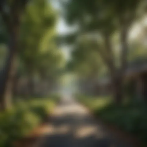 Lush foliage of free trees in urban area