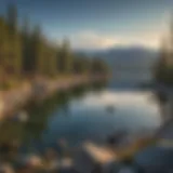 Panoramic View of Lake Tahoe in Sierra Nevada Majestic panorama of Lake Tahoe nestled in the Sierra Nevada range