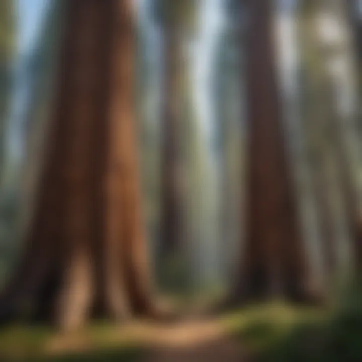 Giant sequoia trees towering over a serene wildlife sanctuary