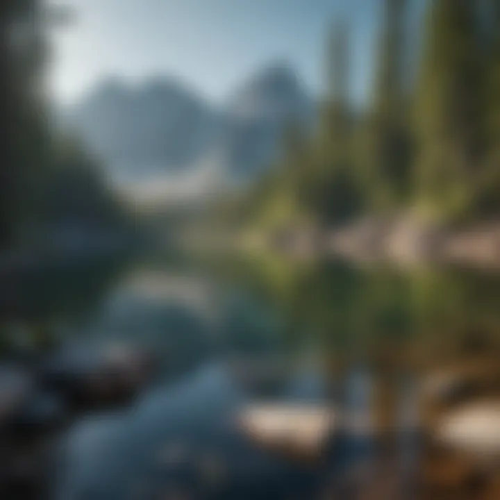 Crystal-clear glacial lake nestled within Blackrock Mountain's valleys