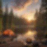 Glistening Lakeside Sunset at Campsite