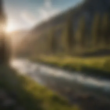 Glistening river cutting through lush forests