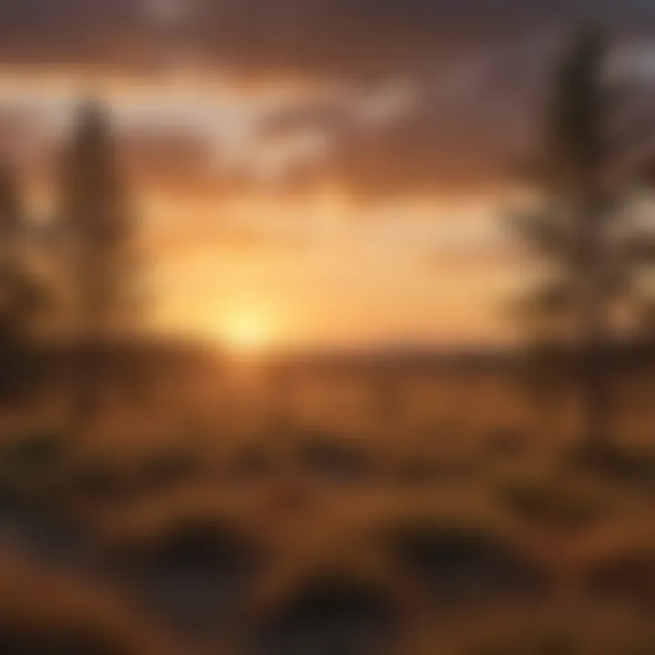 Golden sunset over vast open prairie