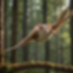 Graceful Flying Squirrel gliding through a forest canopy