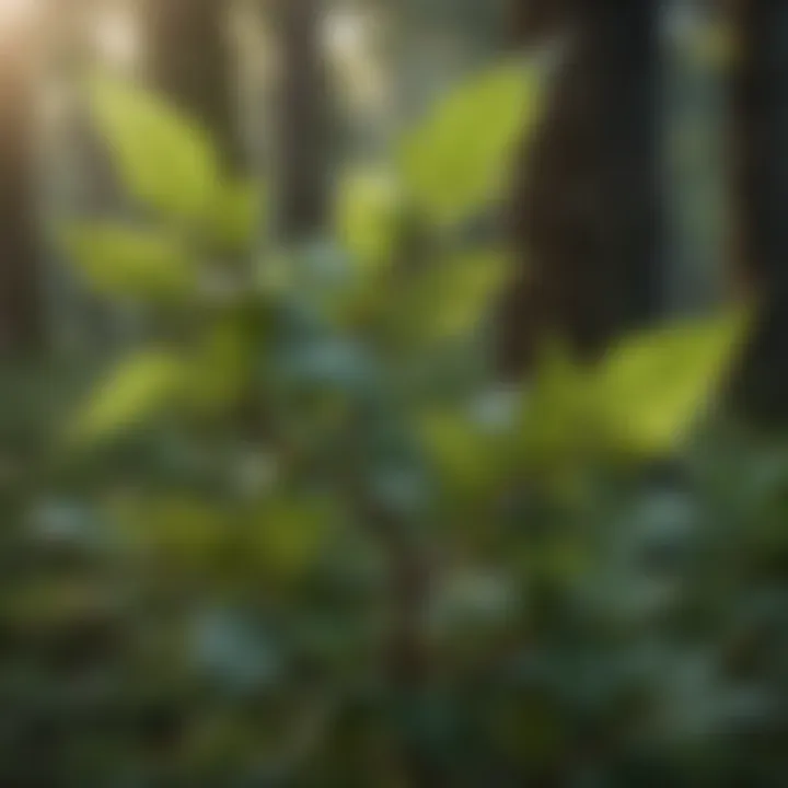 Graceful Salal plant in a tranquil Pacific Northwest meadow