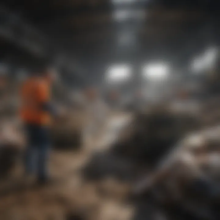 Workers sorting recyclables at Granby Transfer Station