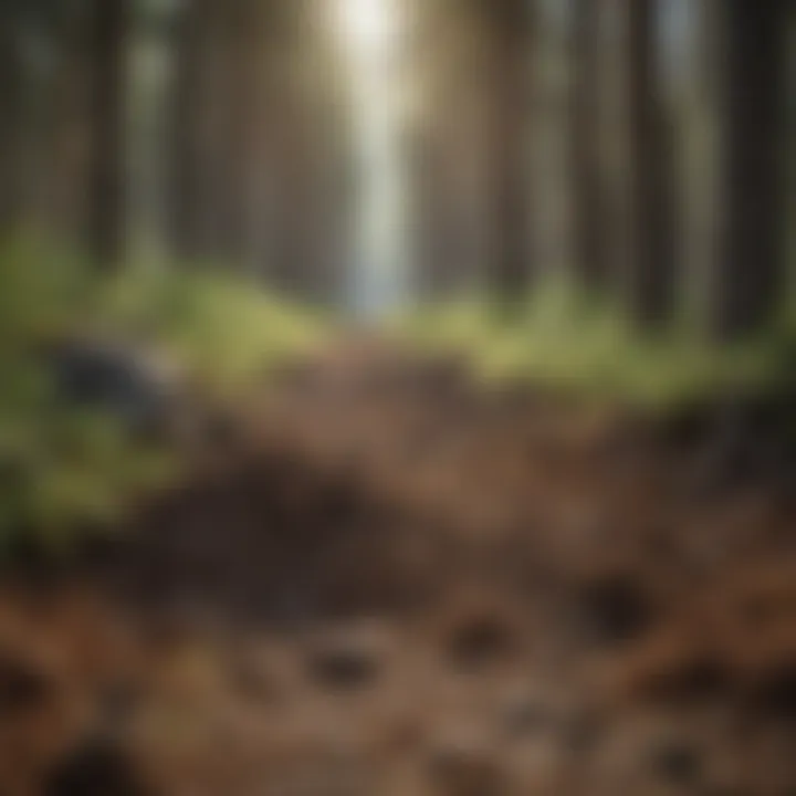 Close-up of soil composition under pine trees